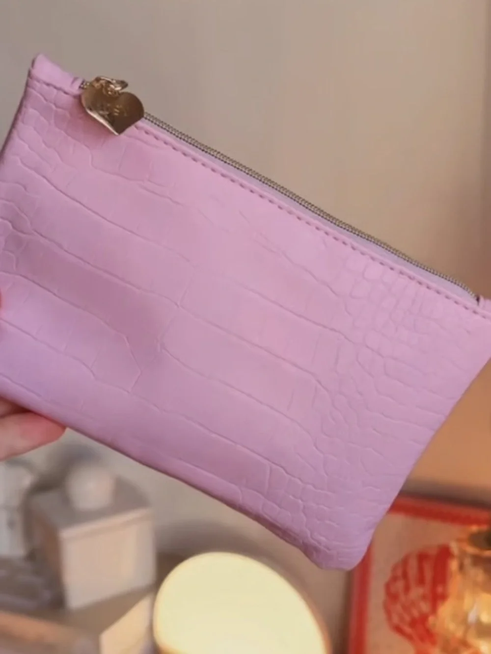Ipsy ‘Self Love’ Light Pink Embossed Cosmetic Glam Bag